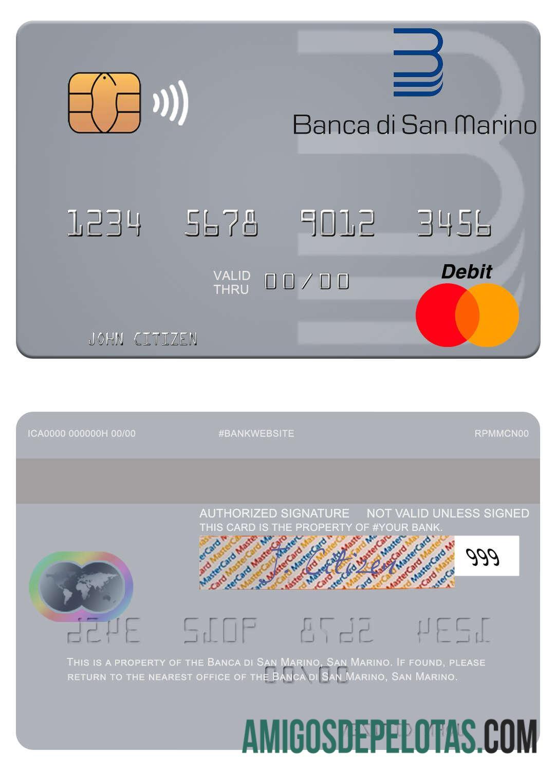 San Marino Banco de San Marino Mastercard modelo